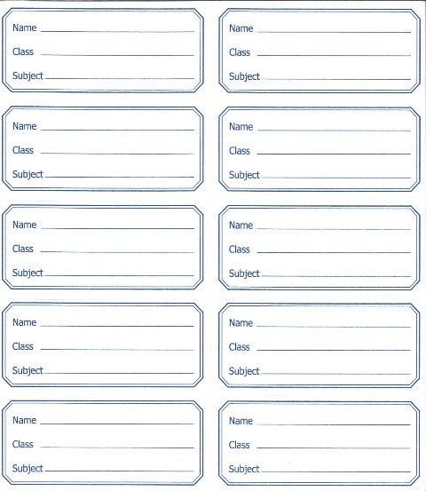 Copybook Name Labels - Sheet x 10